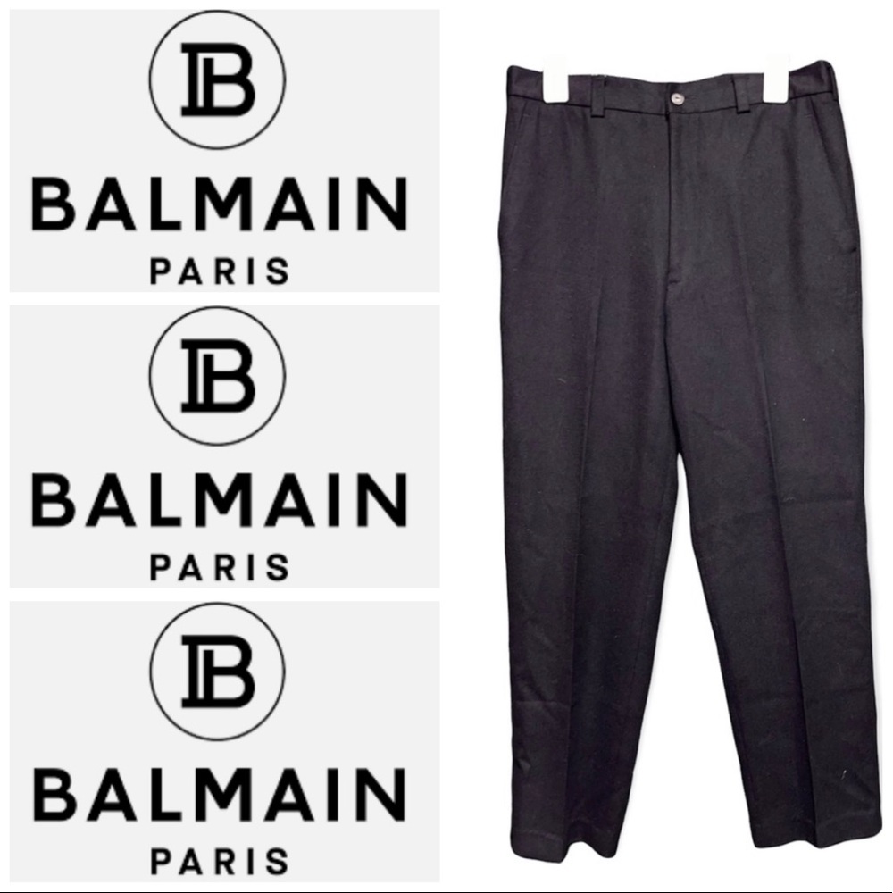 Balmain Paris Designer Trousers Dress Pants Black size 32x30 Polyester Rayon